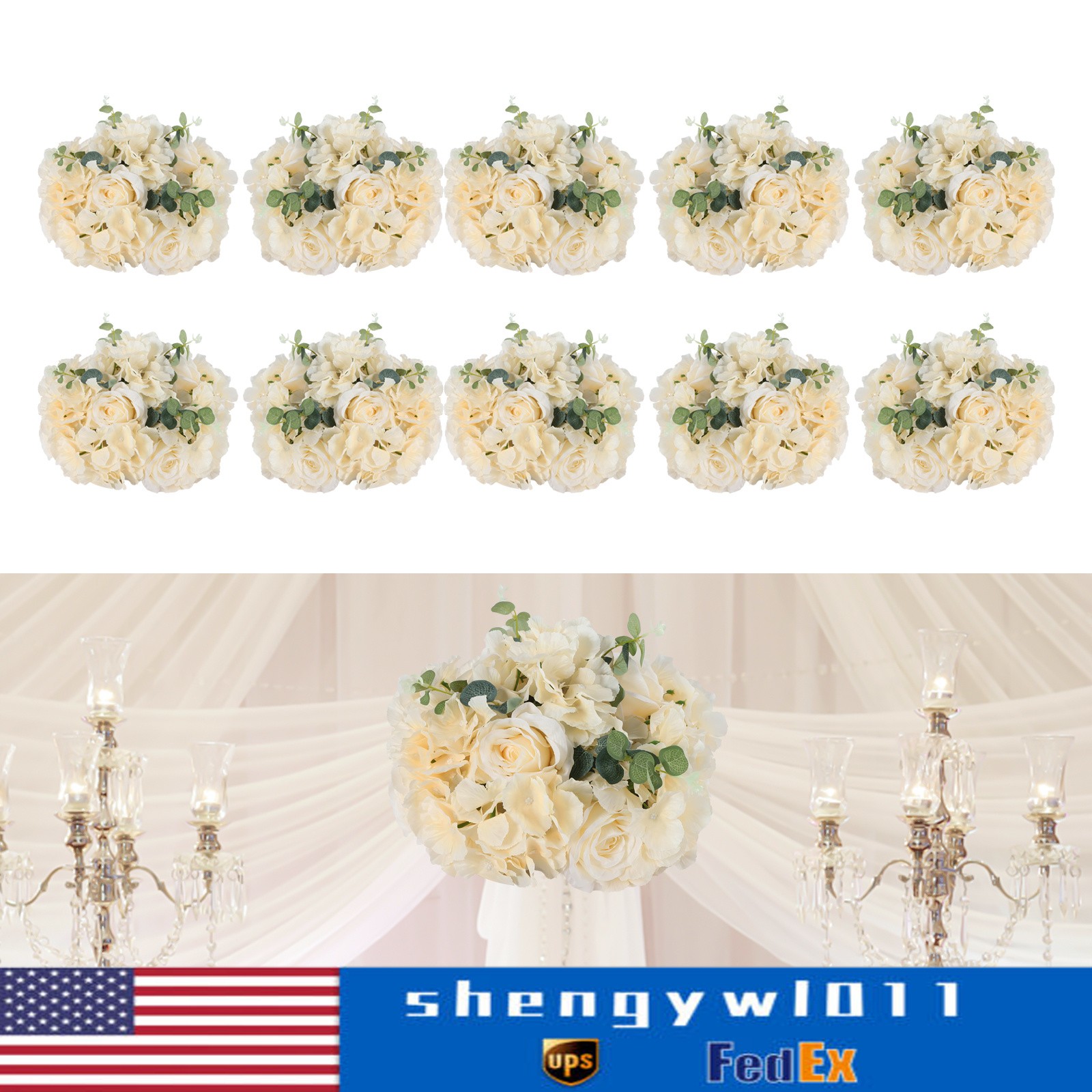 Flower Ball Centerpieces for Table 10 Pcs Fake Plastic Rose Centerpiece Flowers