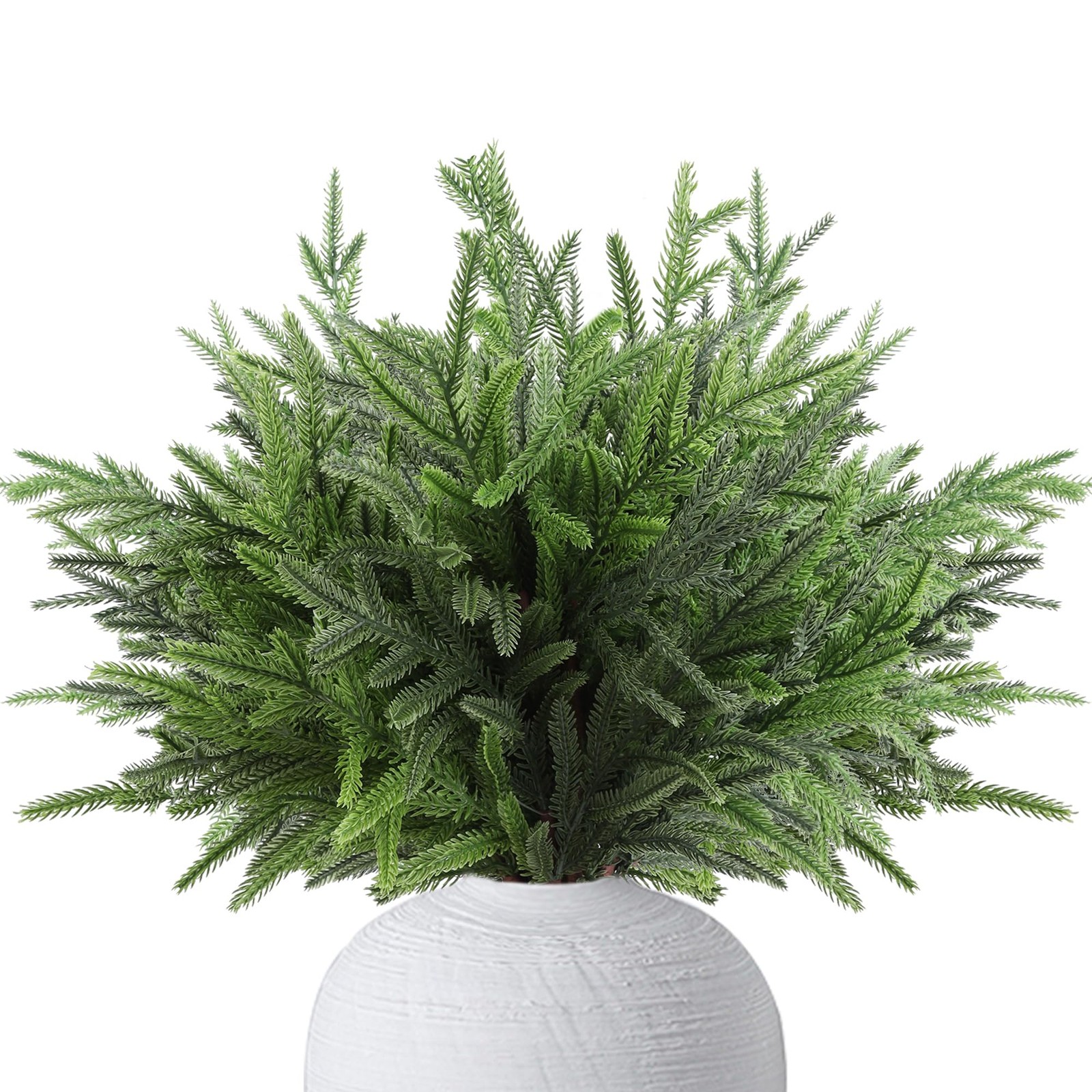 24″ Artificial Norfolk Pine Stems, 12 Pack Christmas Decorations