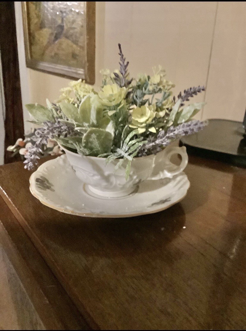 Vintage Flower Arrangement In KPM Cup And Saucer