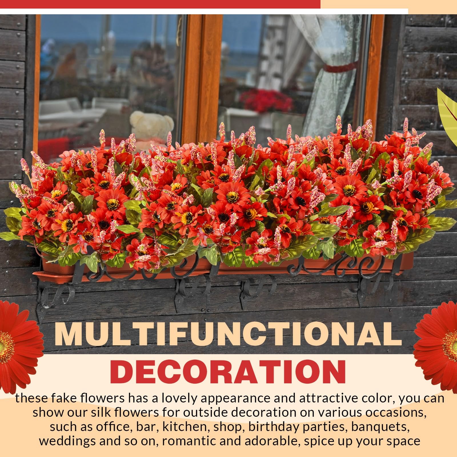 6 Bundles Fall Artificial Flowers for Outdoors Fake Daisy Bouquet Silk Mums F…
