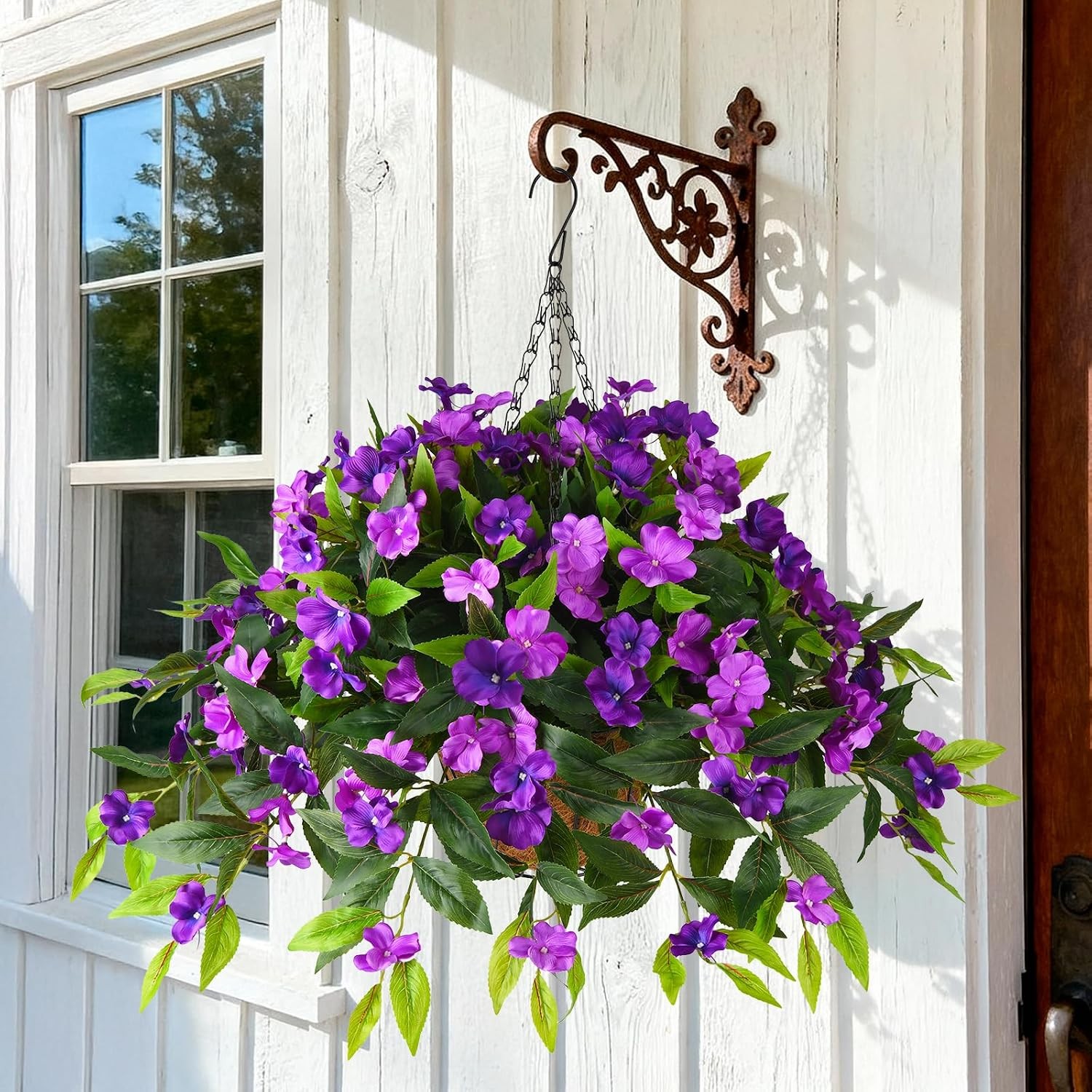 2 Bundles Artificial Flowers, UV Resistant Faux Silk Outdoor Planter Decor