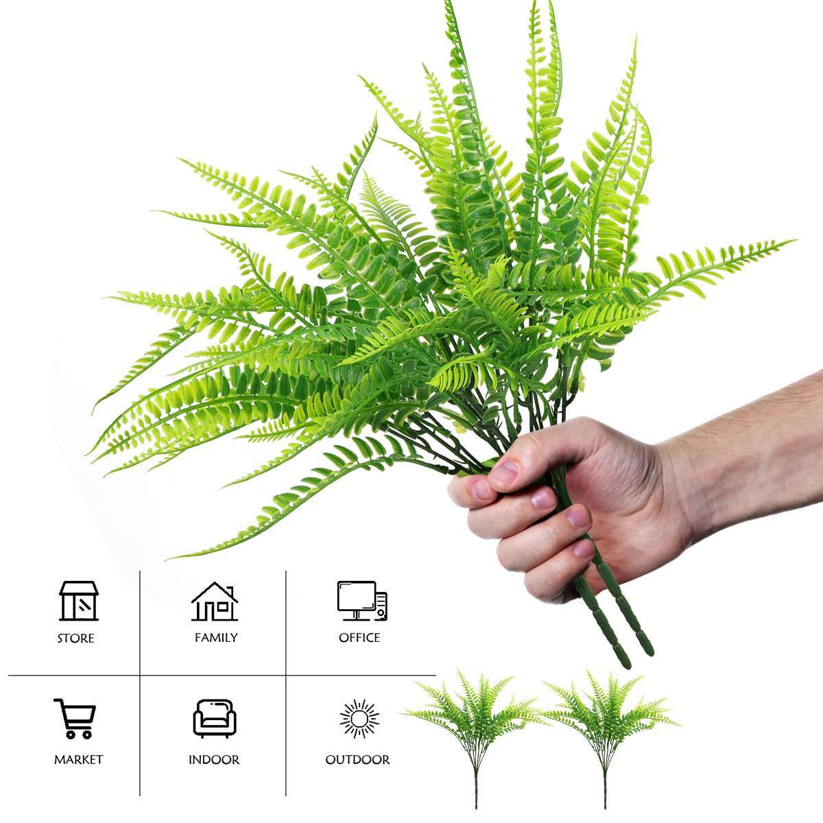 Artificial Fake Boston Fern Plants Bushes Artificial Ferns Indoor Outdoor Decor