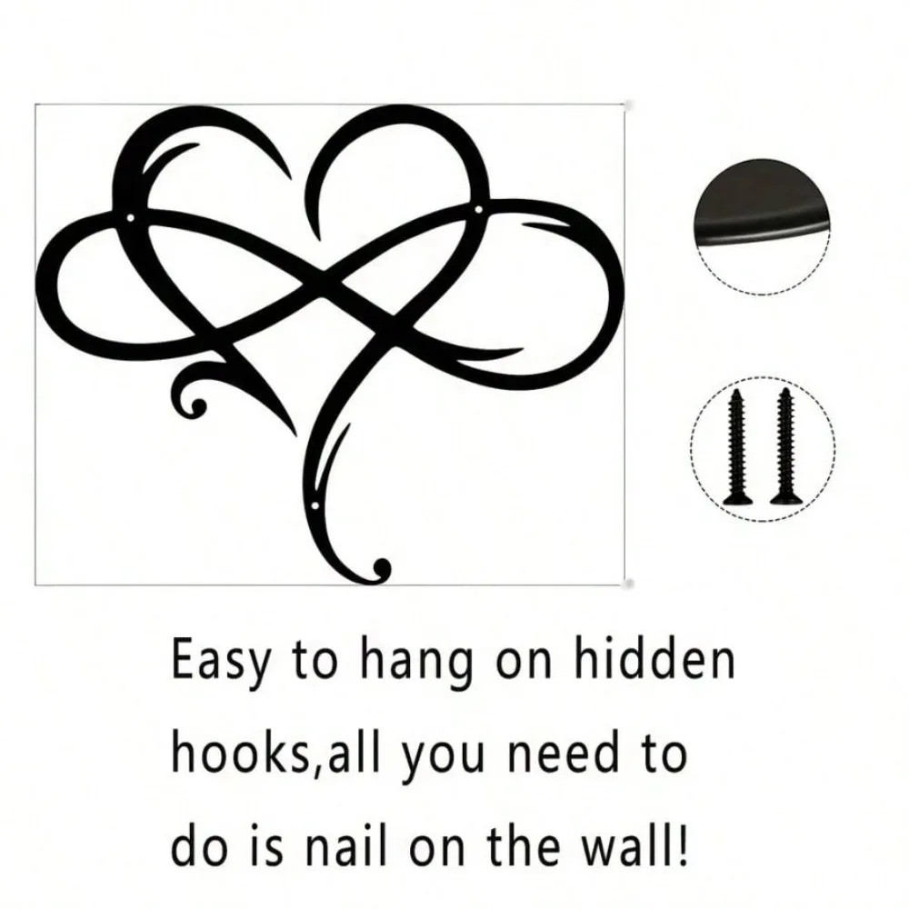 Black Infinity Heart Metal Wall Art Valentine Wedding Anniversary Home Decor