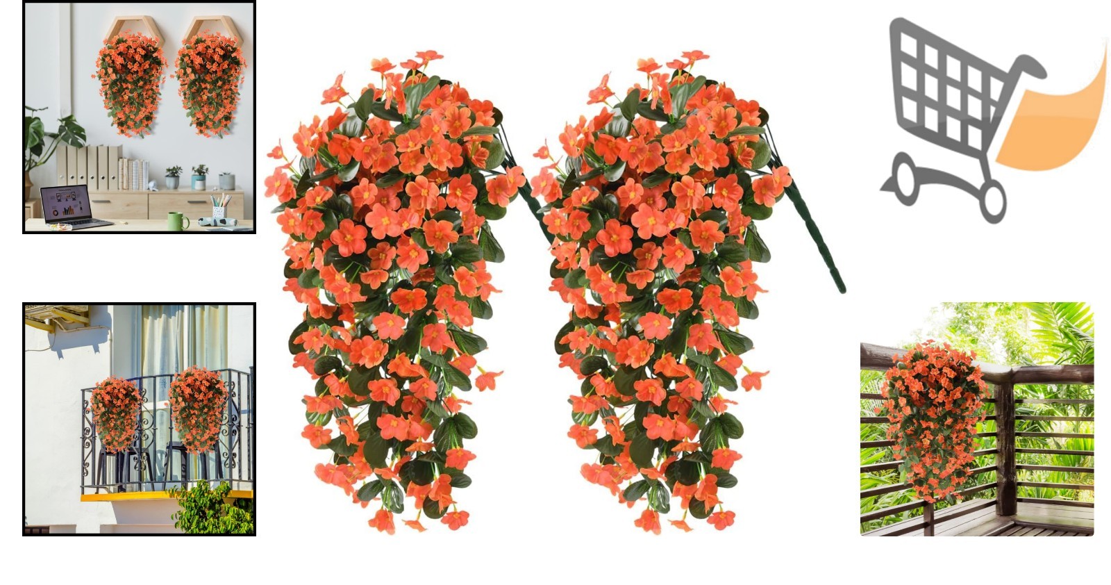 Artificial Hanging Vines Faux Silk Purple UV Resistant Outdoor Decor 2PCS