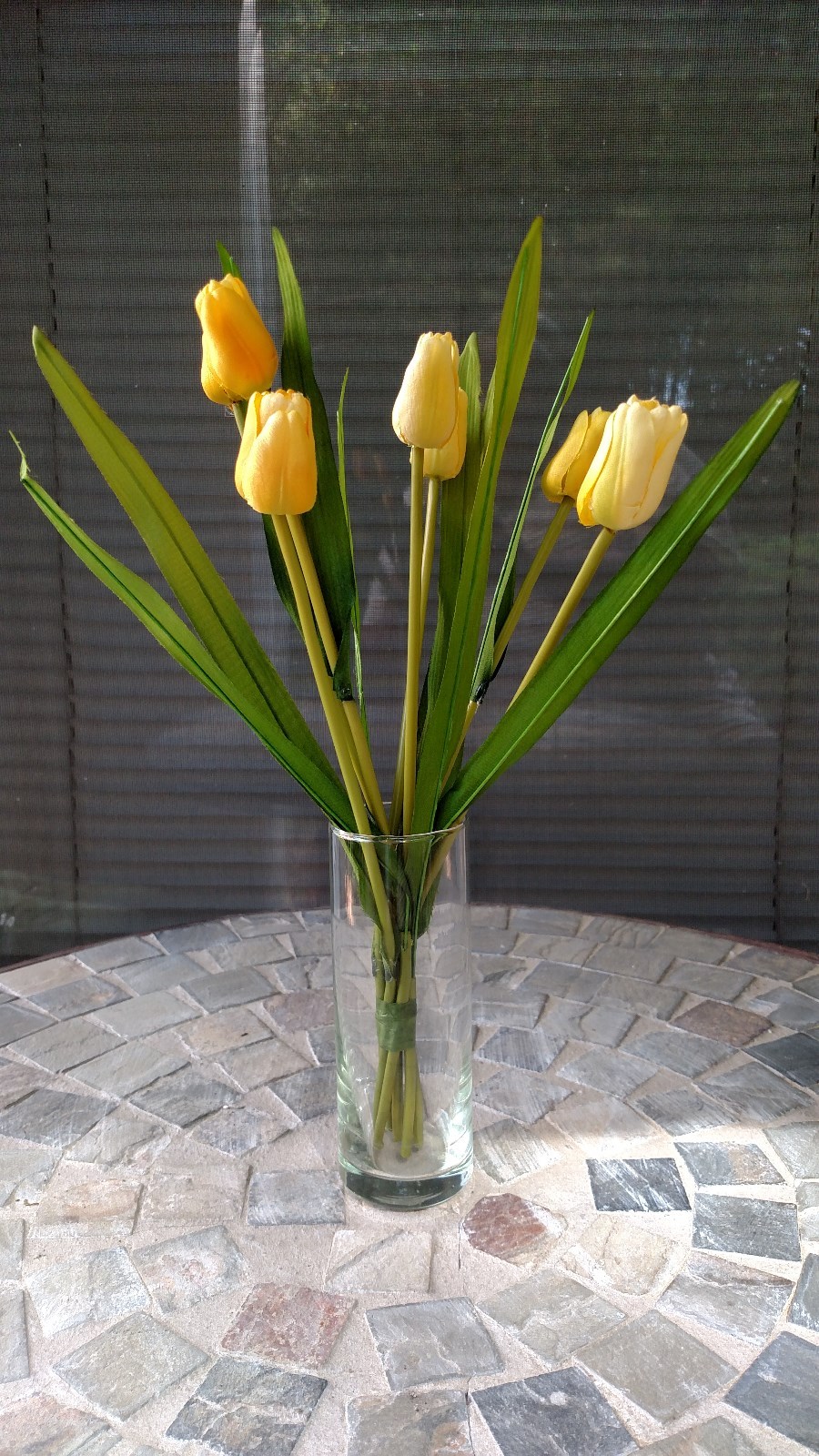 YELLOW TULIPS ARTIFICIAL SPRAY 7 FLOWERED STEM