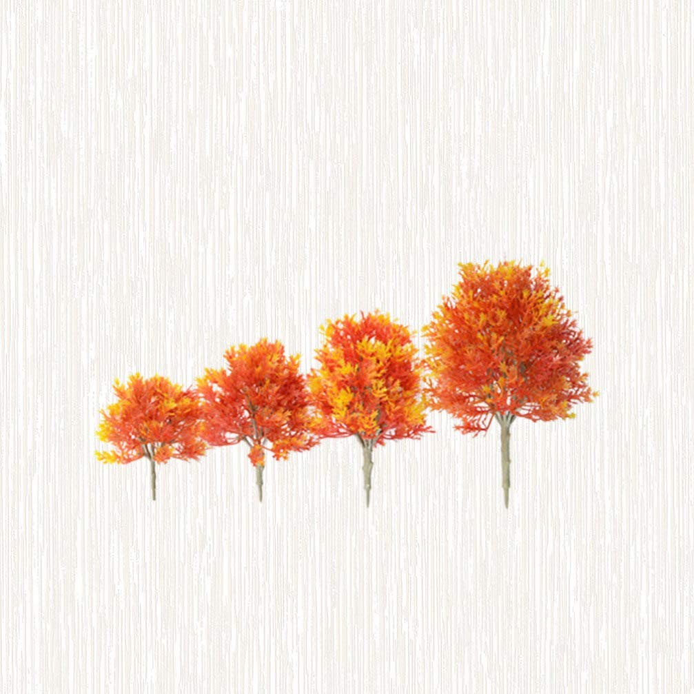 4 PCS Mini Maple Tree Plant Artificial Plastic Model Miniature Figurine Decor