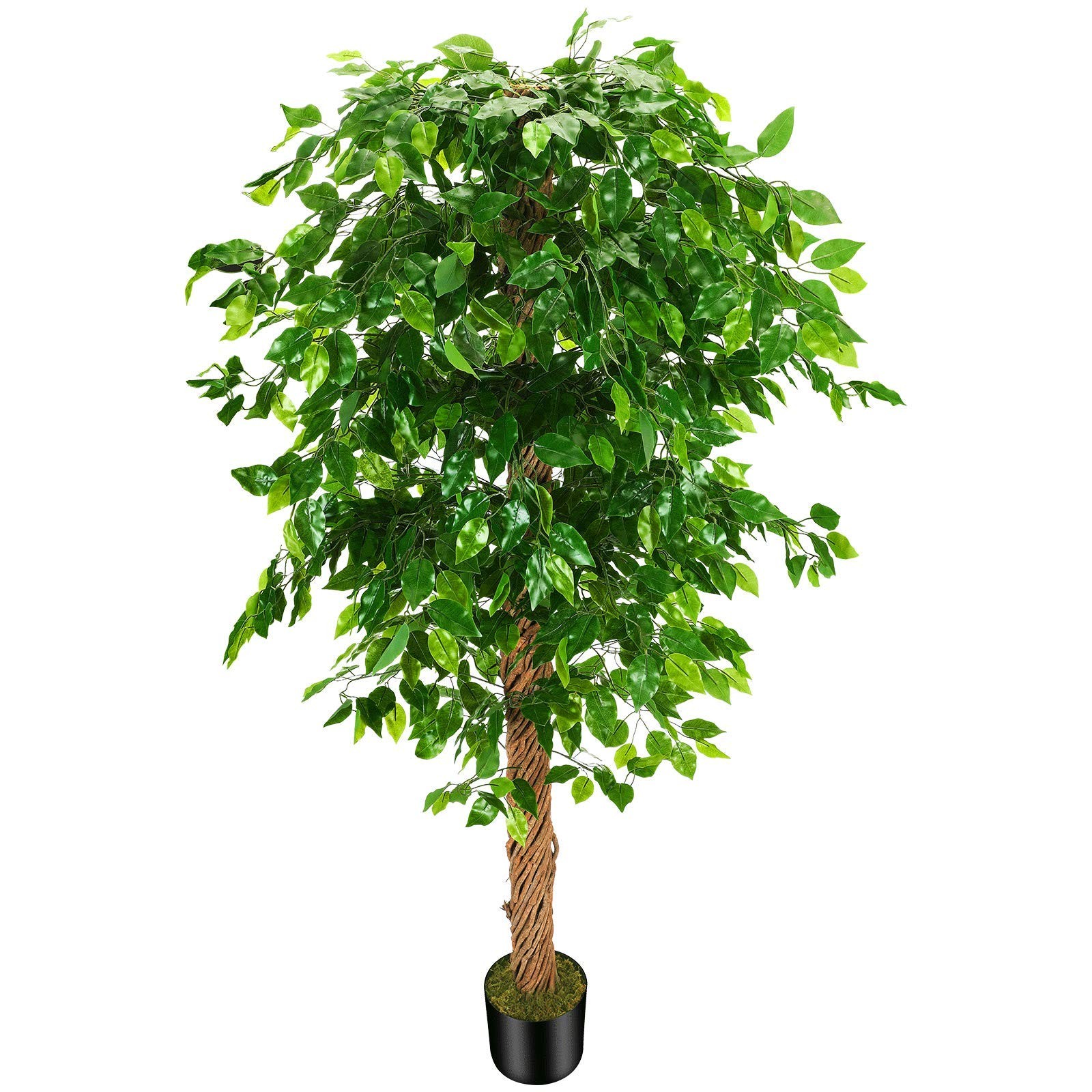6ft Artificial Ficus Silk Tree (72in) with Plastic Nursery Pot Faux Tree, Fak…