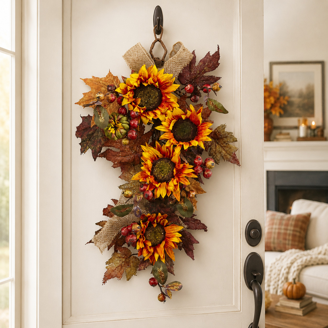 24″ SUNFLOWER/ BERRY TEARDROP