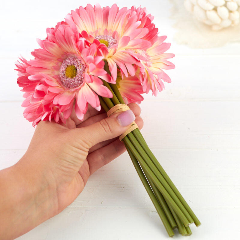 Set of 2 Pink Artificial Gerbera Daisy 10″ Bouquet Bundles