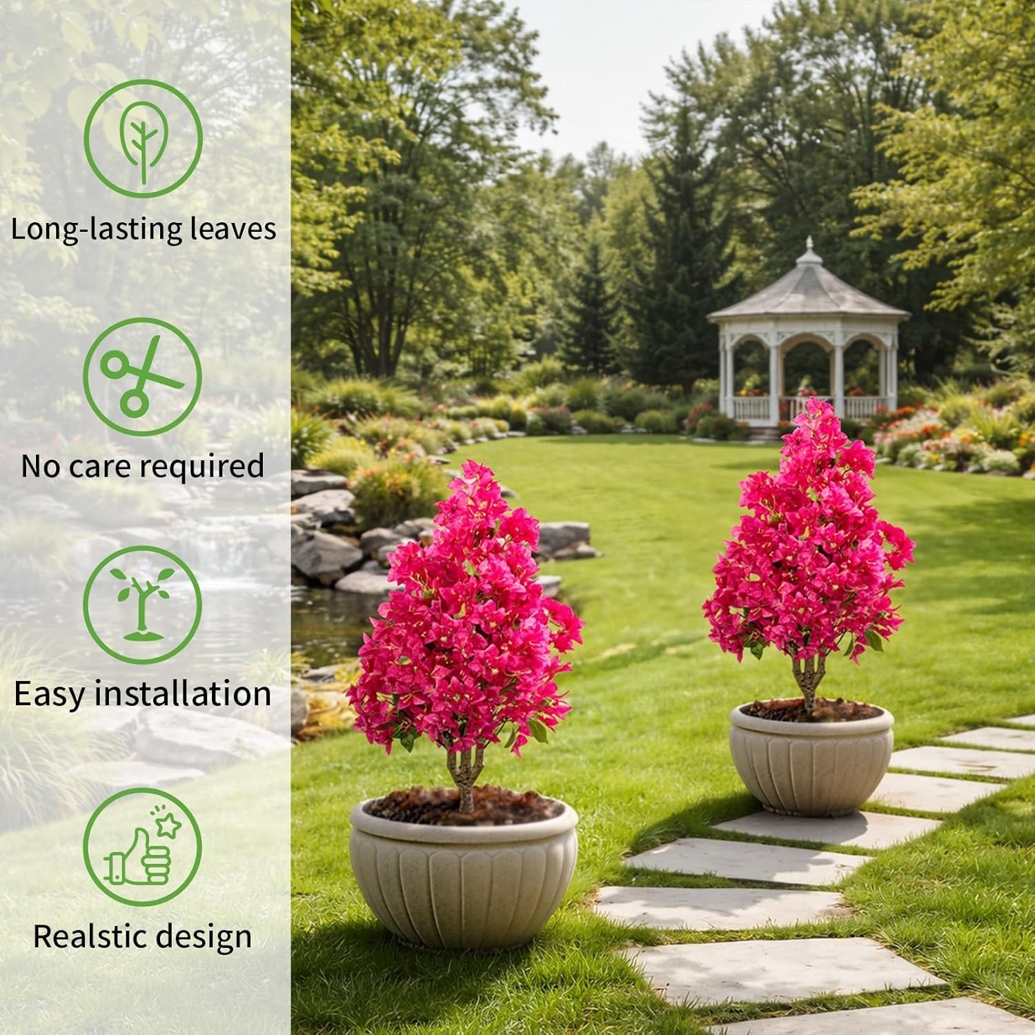 2Pack Faux Bougainvillea Trees – UV Resistant Silk Floral Decor for Outdoors