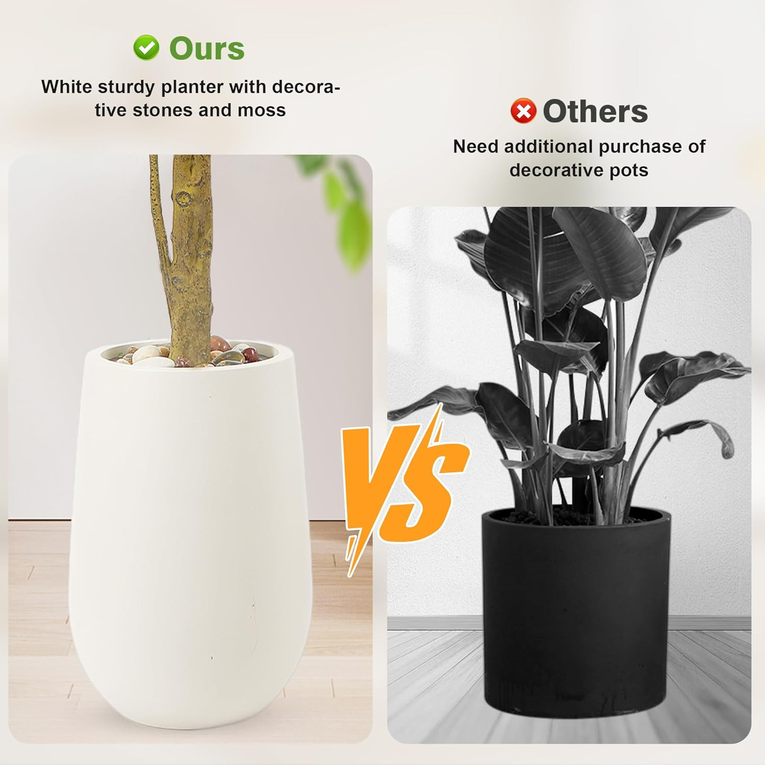 6.5FT Faux Ficus Tree in White Planter – Lifelike Indoor/Outdoor Décor