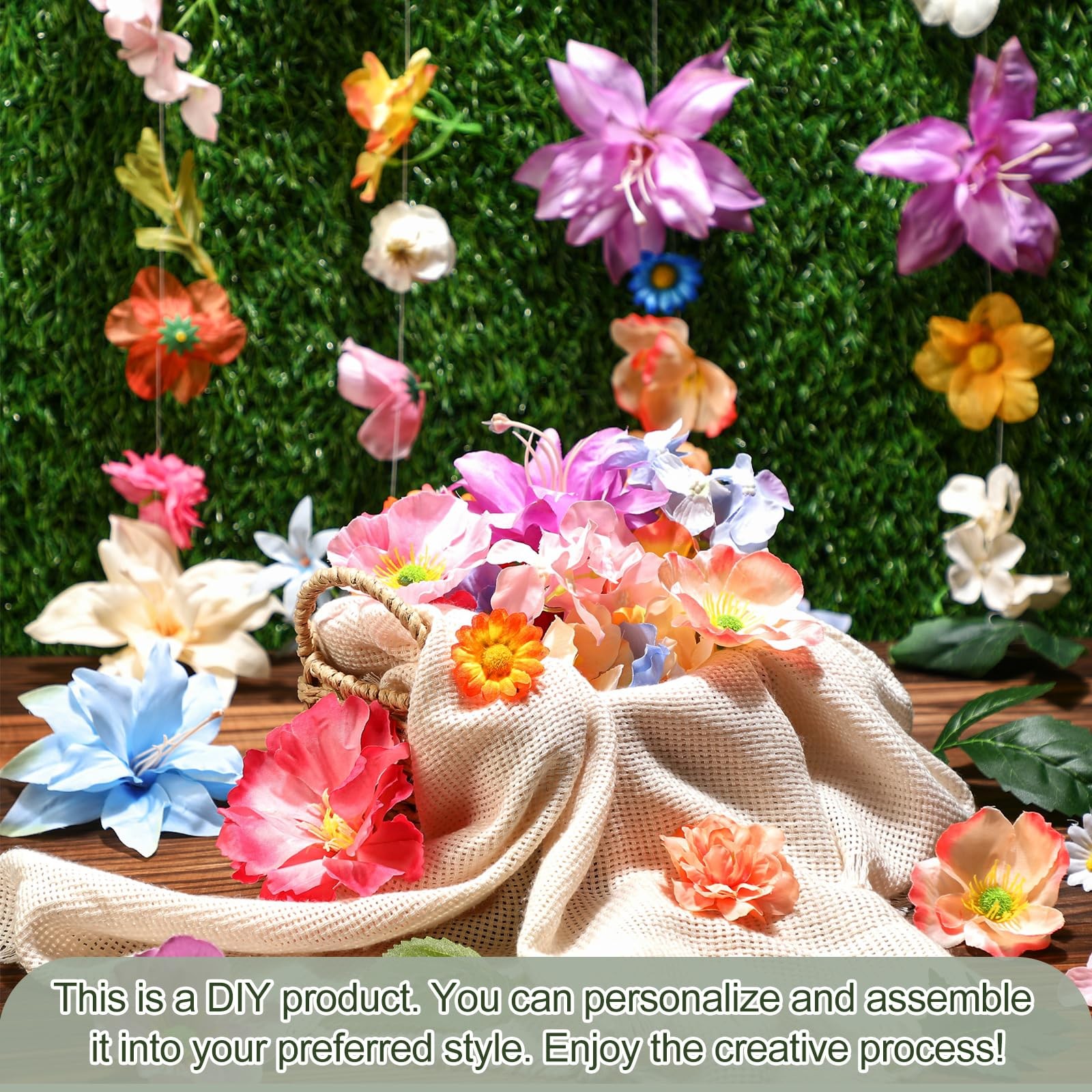 124 Pcs DIY 3D Wildflower Greenery Leaf Hanging Spring Decor Woodland Colorfu…