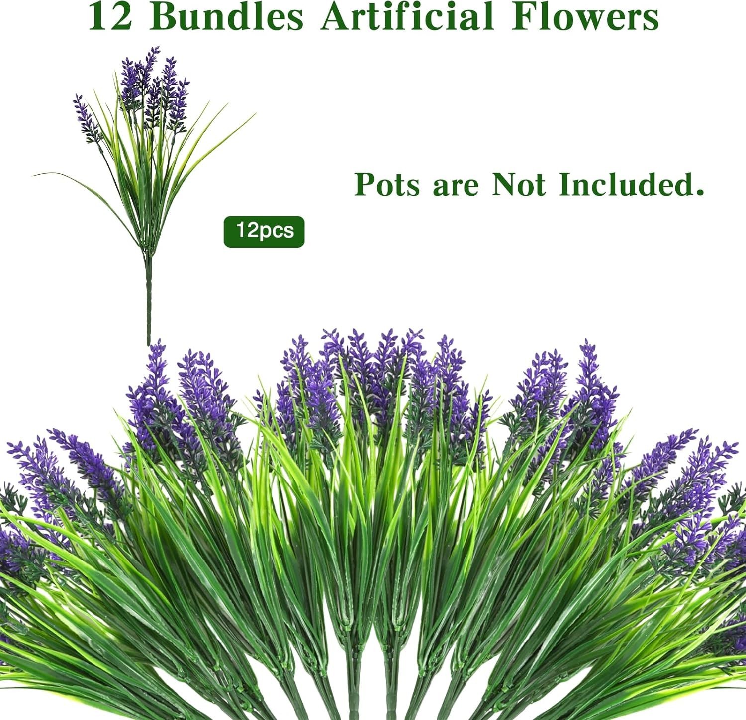 Vibrant 12-Count UV Resistant Fake Lavender Grass for -Round Home Charm