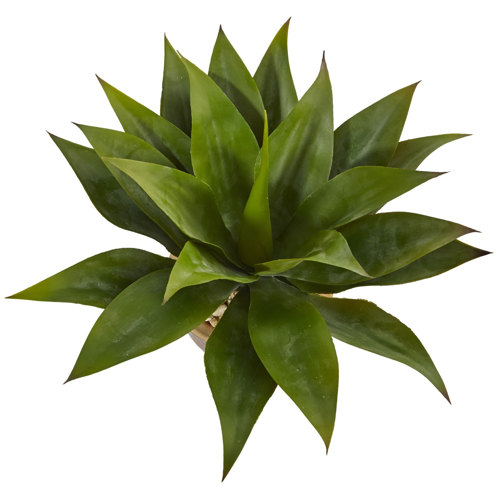 Nearly Natural Agave Artificial Plant in Glazed Clay Pot in Green