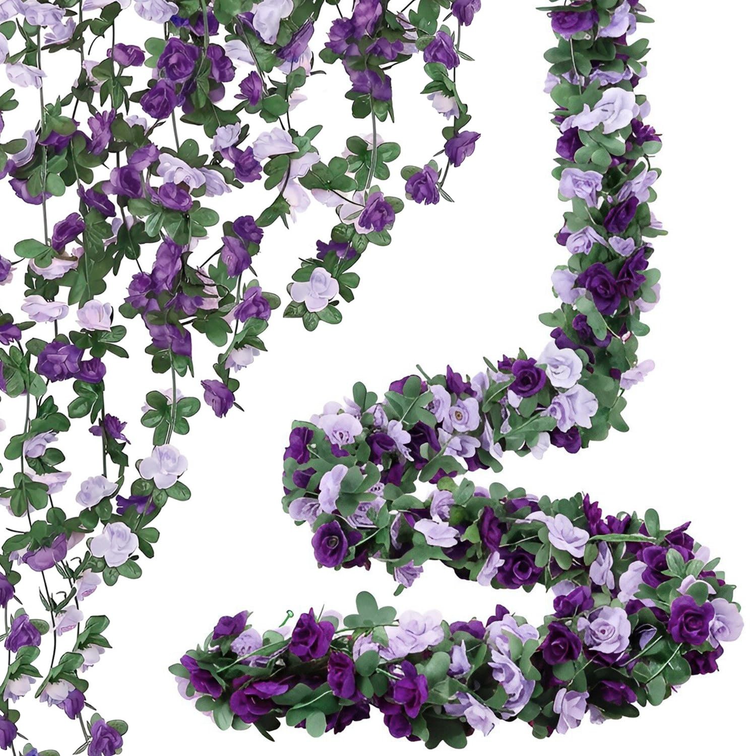 8 Pcs x 8.2 ft Artificial Flower Garland,Hanging Fake Roses Vine for Backdrop…