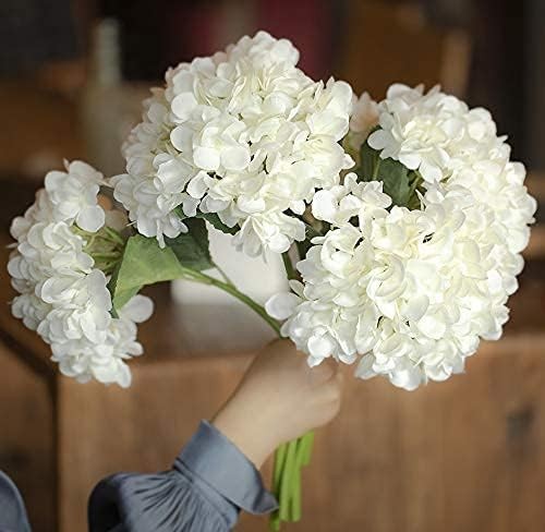 5PCS 15.4In Artificial Hydrangea Silk Flowers Bouquet Faux Hydrangea Stems fo…