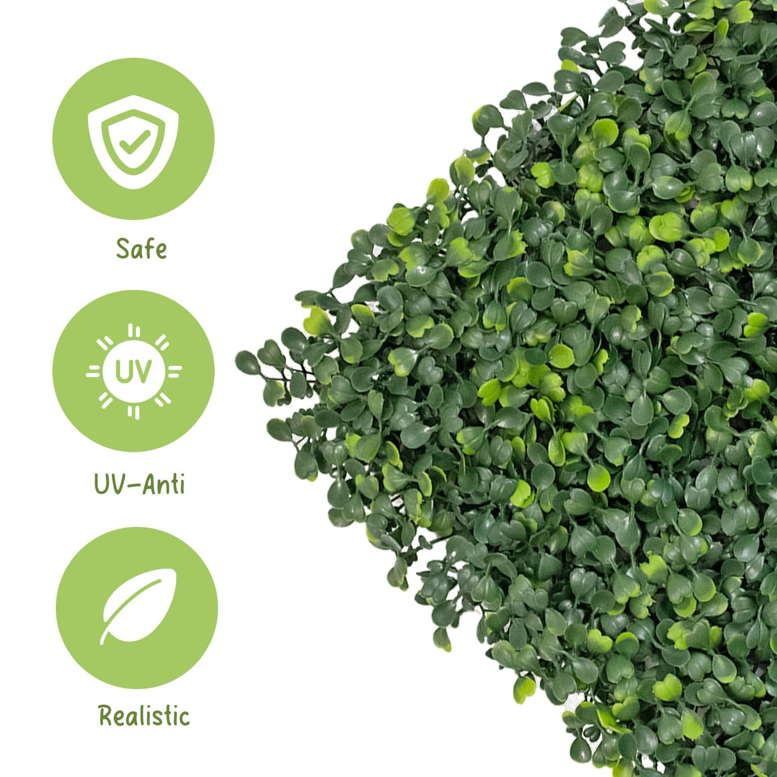 12 Artificial Boxwood Grass Wall Panels 10×10 Fake Greenery Backdrop ip Ties