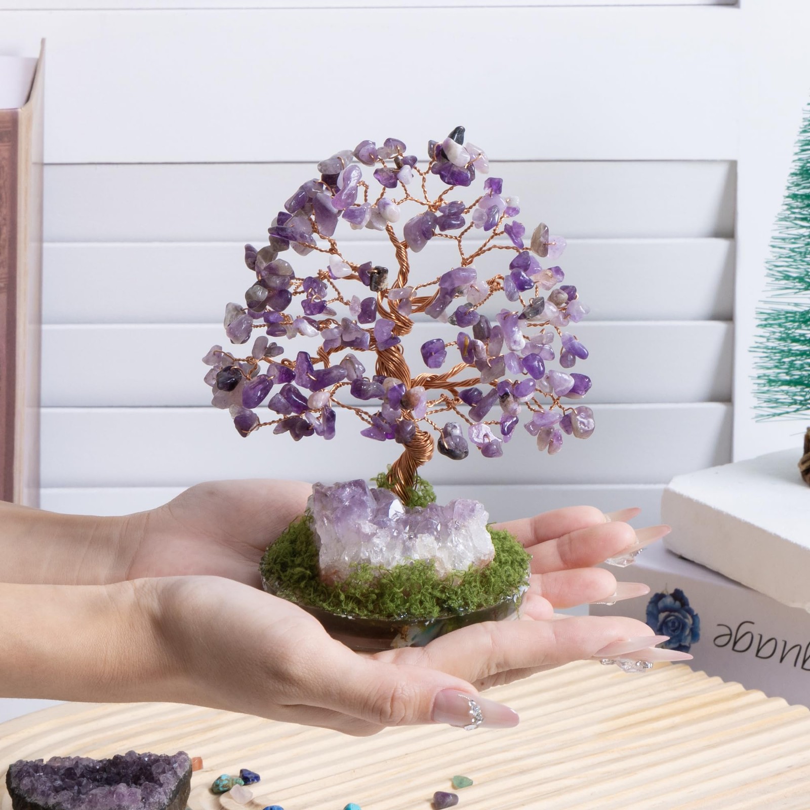 Amethyst Crystal Tree of Life Crystal Money Gemstone Tree Office Desk Decor