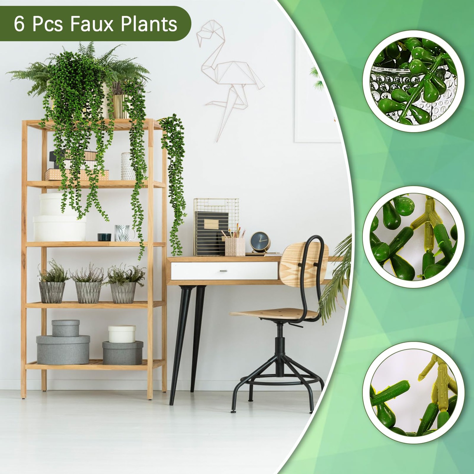 6 Pcs String of Pearls Plant Artificial Hanging Succulents Plants,Fake String…