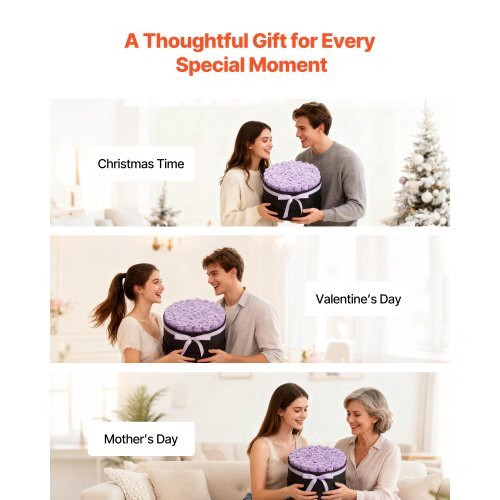 Forever Flowers, 50 Preserved Roses in a Box, Eternal Flowers Immortal Bouquet B