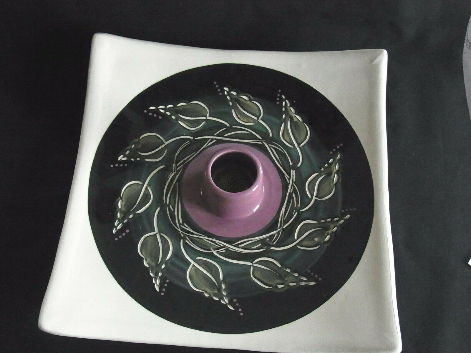 NEW Ikebana Ware Square Server Platter with Flower Vase Center