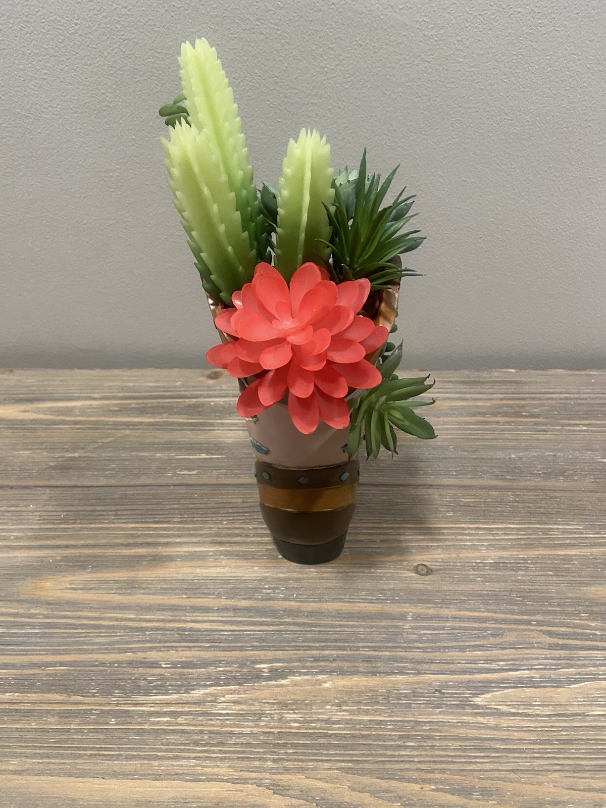 COWBOY BOOT PLANTER WITH ARTIFICIAL SUCCULENTS