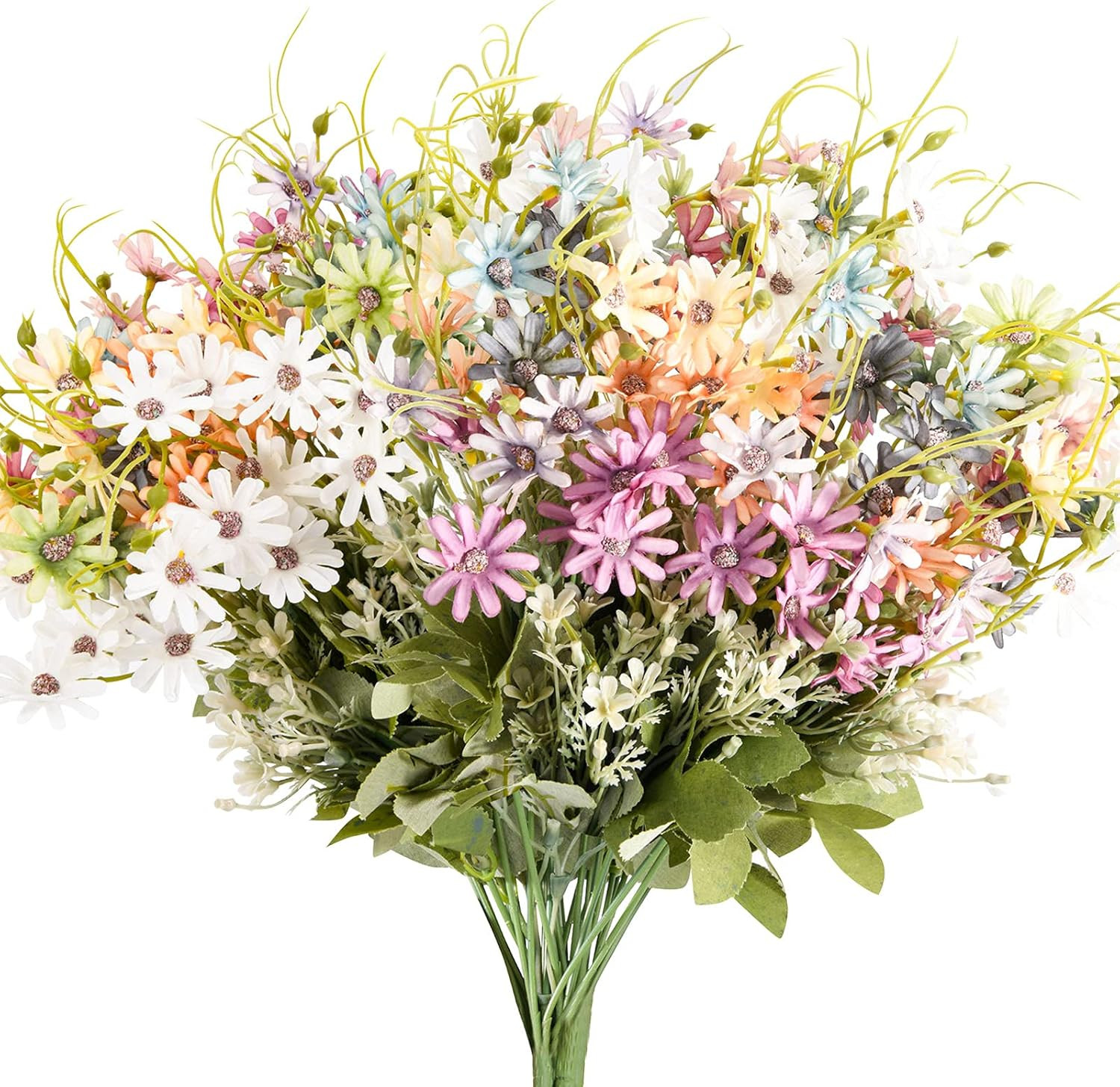 6 Bundles Wildflowers Artificial Flowers Outdoor Fake Daisy UV Resistant Silk Wi
