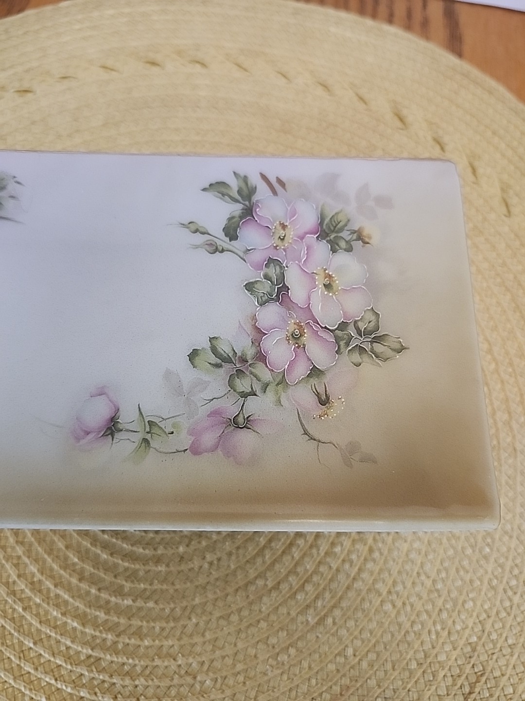 Vtg Frog Vase Ceramic Pink Floral Andrea By Sadek Gold Edge Accents 3 5/8″T