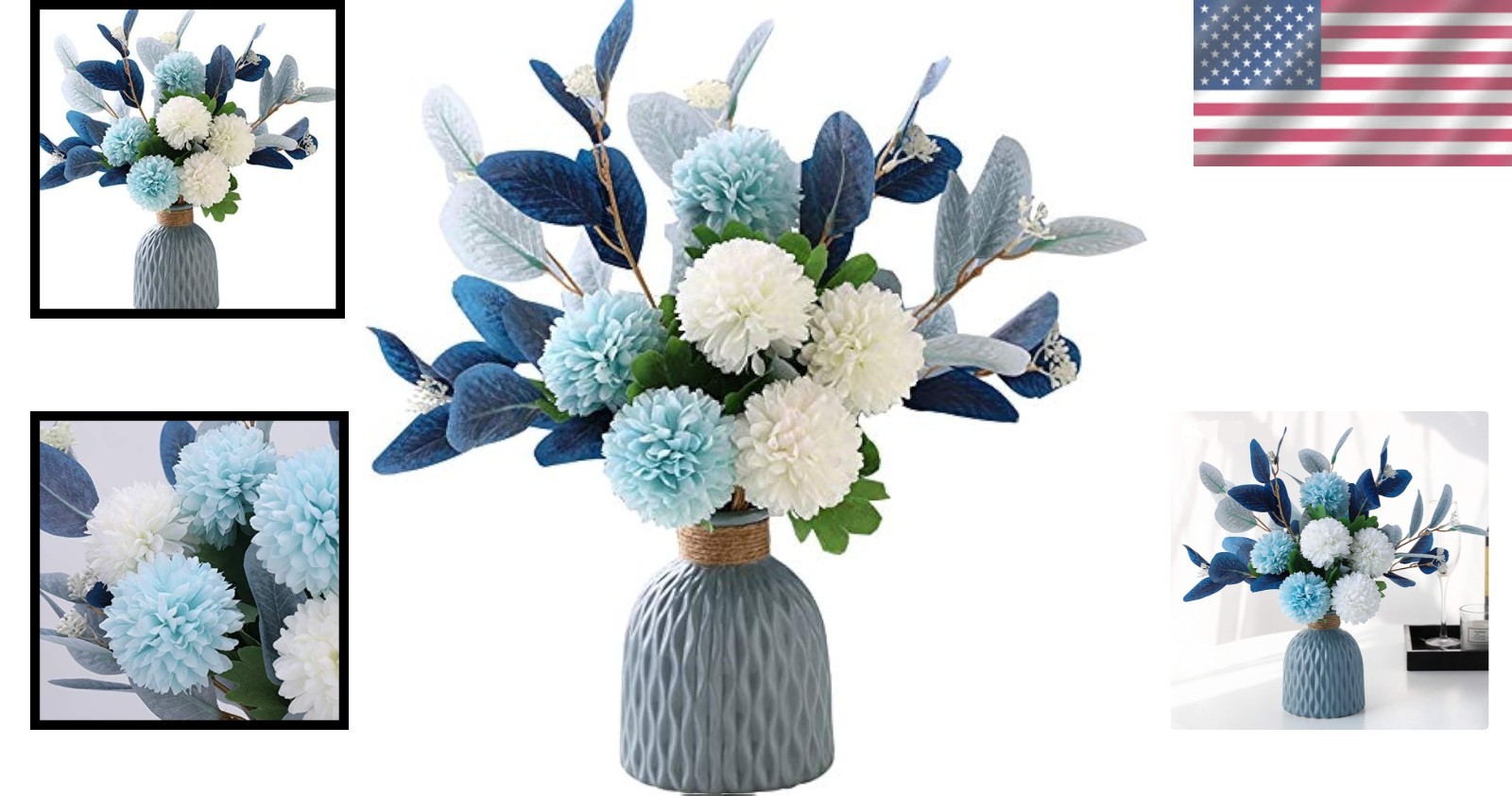 Elegant Faux Hydrangea Arrangement in Ceramic Vase – Perfect for Home & Events