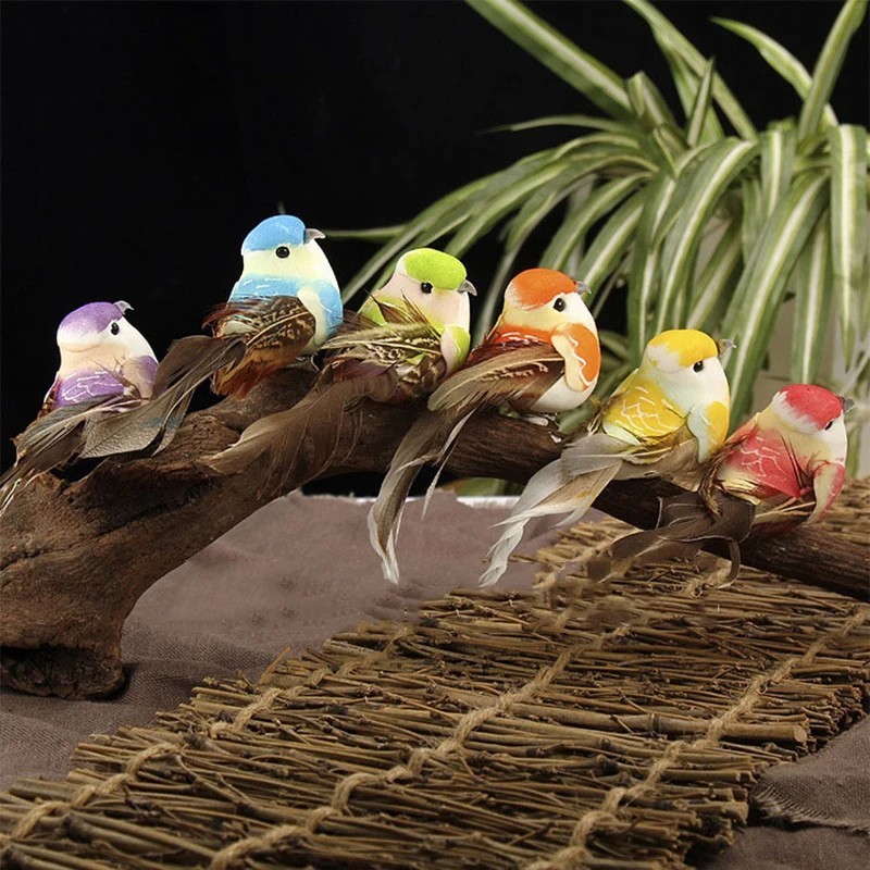 6x Colorful Realistic Foam Artificial Birds Faux Birds Fake Birds Clip on Birds