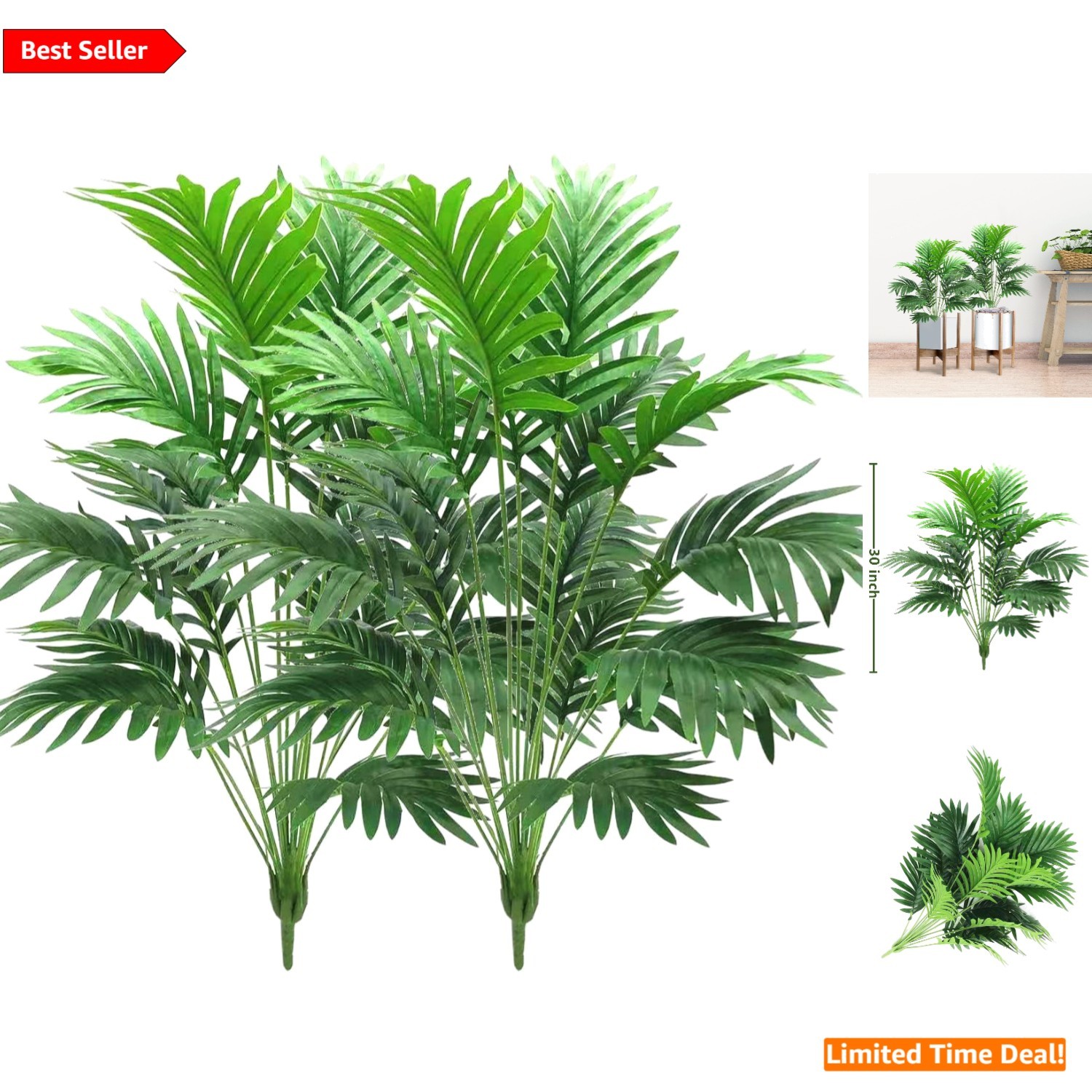 Chic 30″ Imitation Palm Fronds – Adjustable Fake Leaves for Any Space – 2 Pack