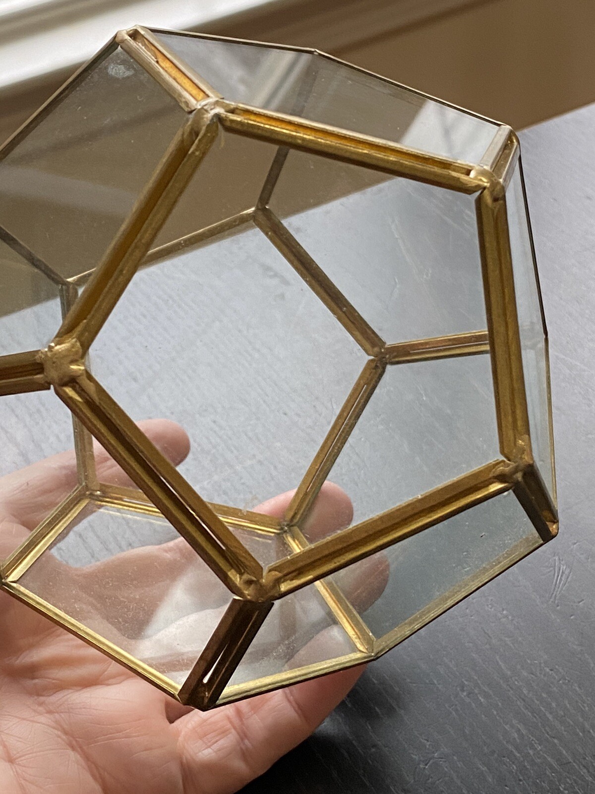 Vintage Geometric Brass Glass Terrarium Lantern Succulents Candles Decoration