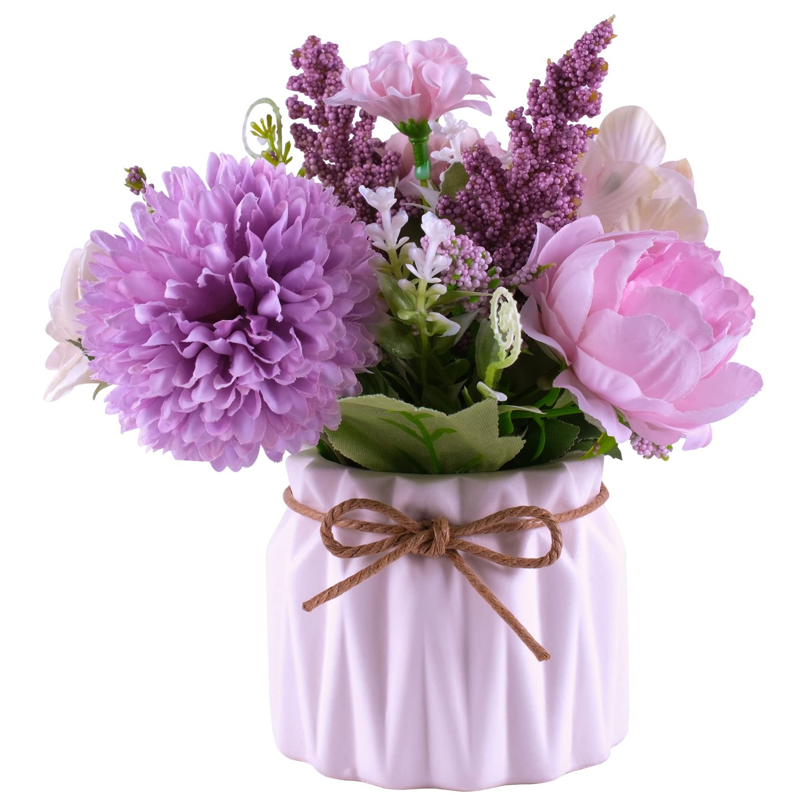 Artificial Potted Flowers Small Ceramic Vase Fake Flower Plants Desktop Decorati