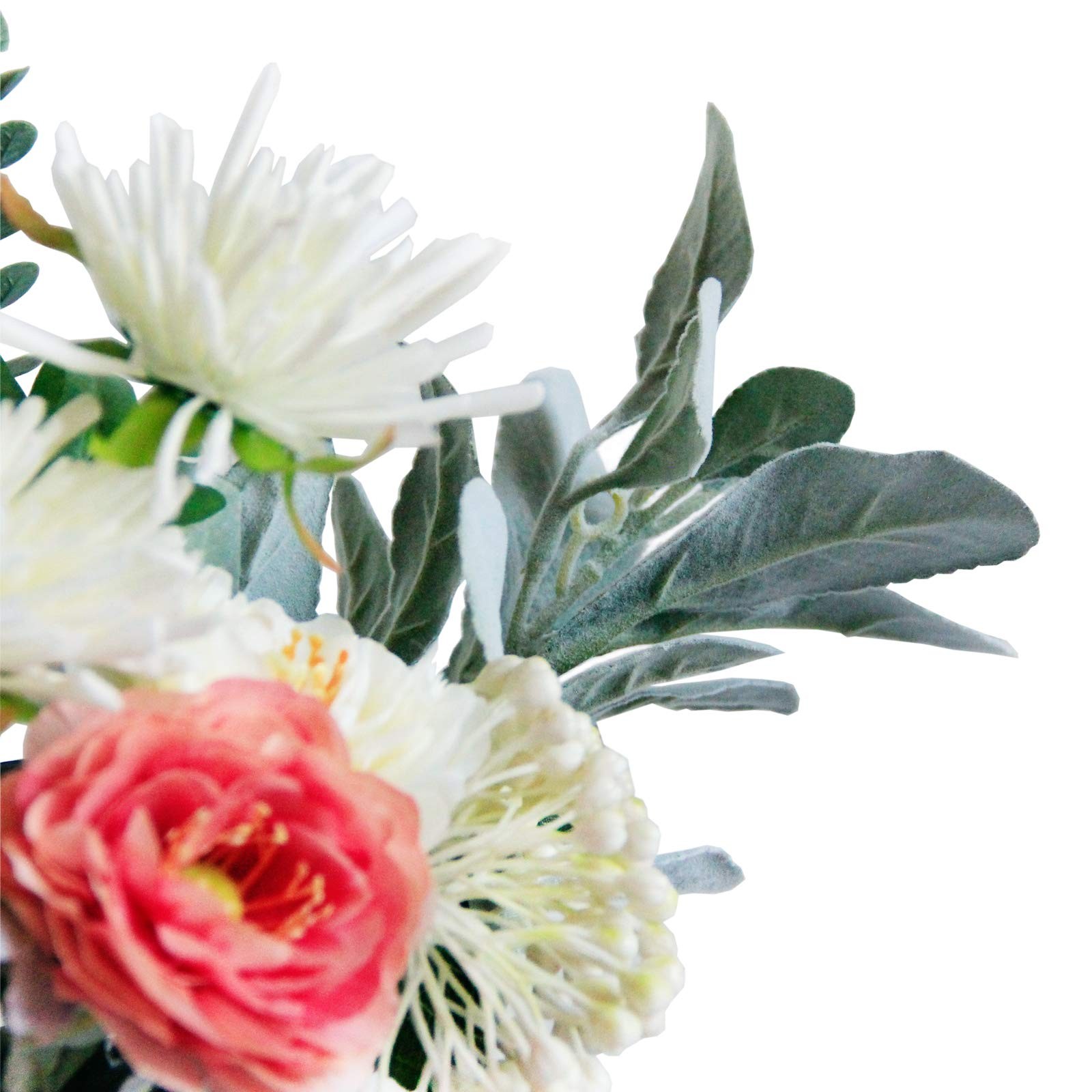 Tinsow Artificial Flocked Lambs Ear Leaves Dusty Miller Stems Flocked Oak Leaves