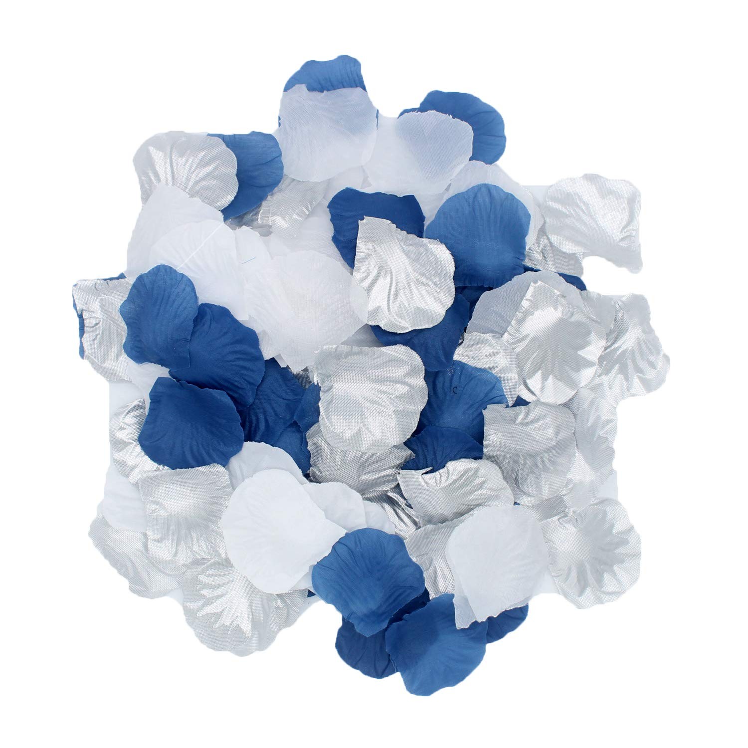 900pcs Navy Blue Silver White Artificial Flowers Silk Rose Petals Flower Girl Sc