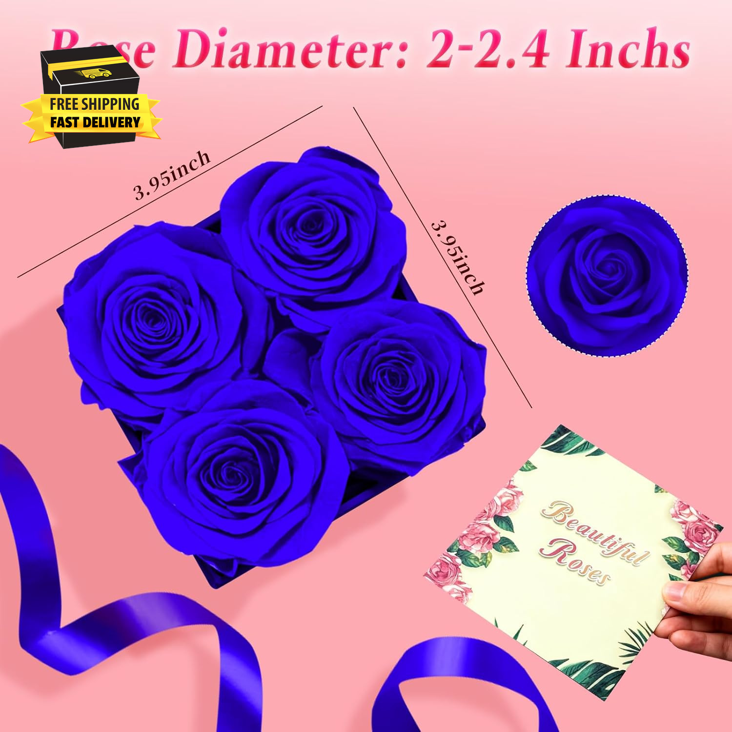 Blue Forever Roses Luxury Gift for Women/Men, Fresh Flowers Bouquet for Girlfrie