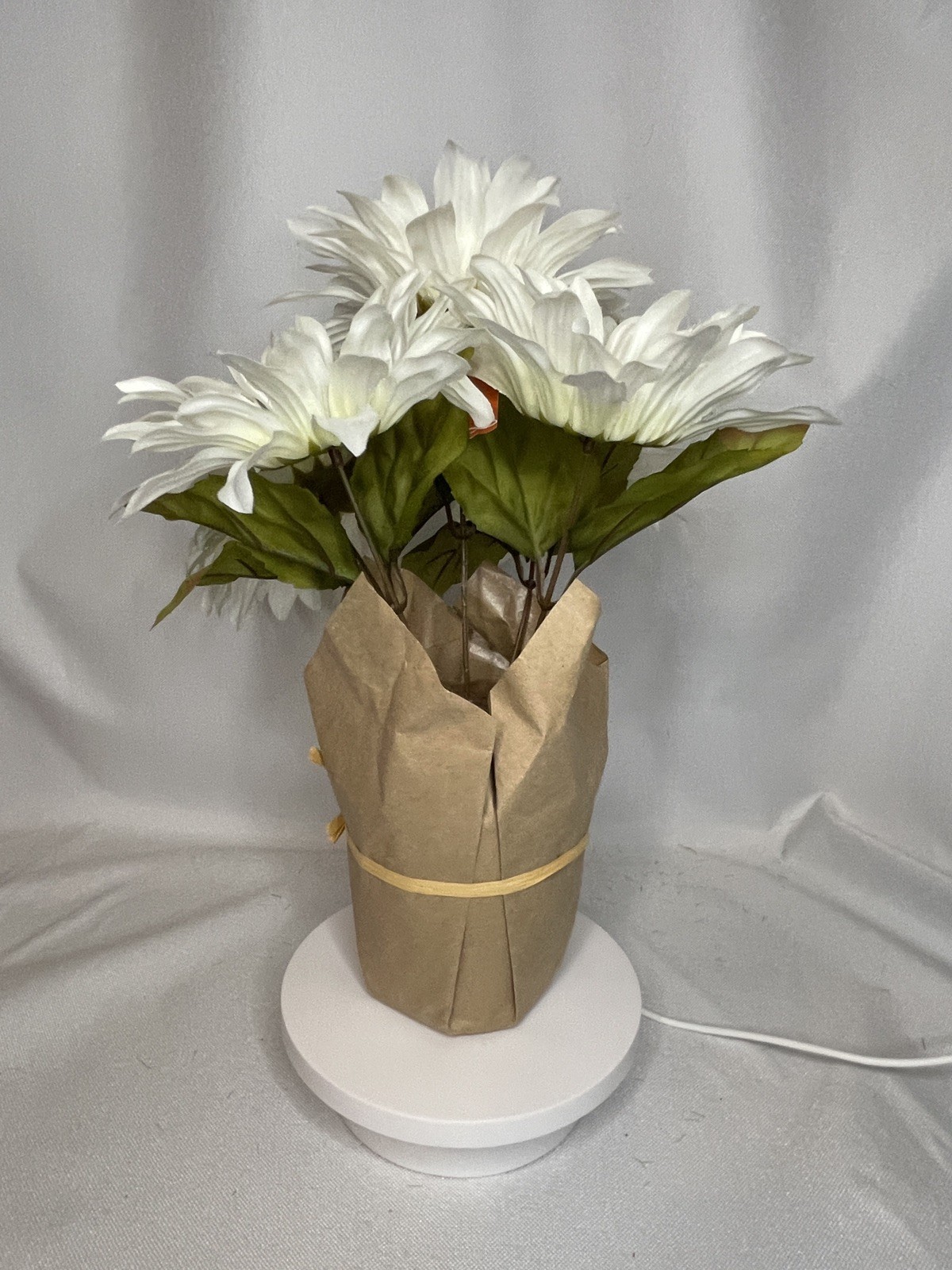New Ashland Artificial Floral Cream Sunflower 8 Lg Blooms Light Pot 9”x12” HOM18