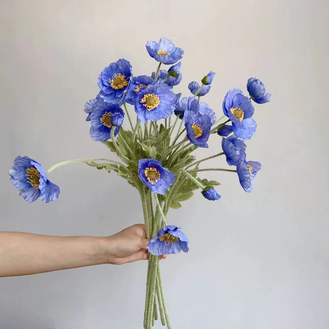 Artificial Flowers Fake Poppy Silk Flowers Long Stem Housewarming Garden Table W