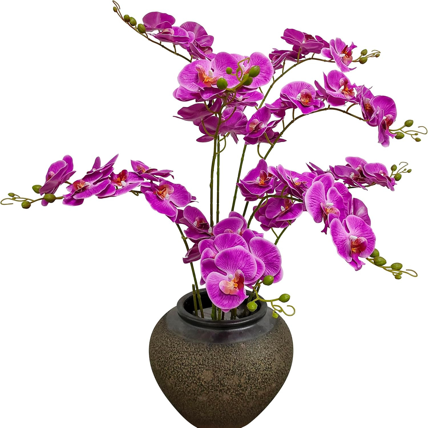 8 Pack Real Touch Purple Orchid Stems – 32” Faux Silk Flowers for Decor