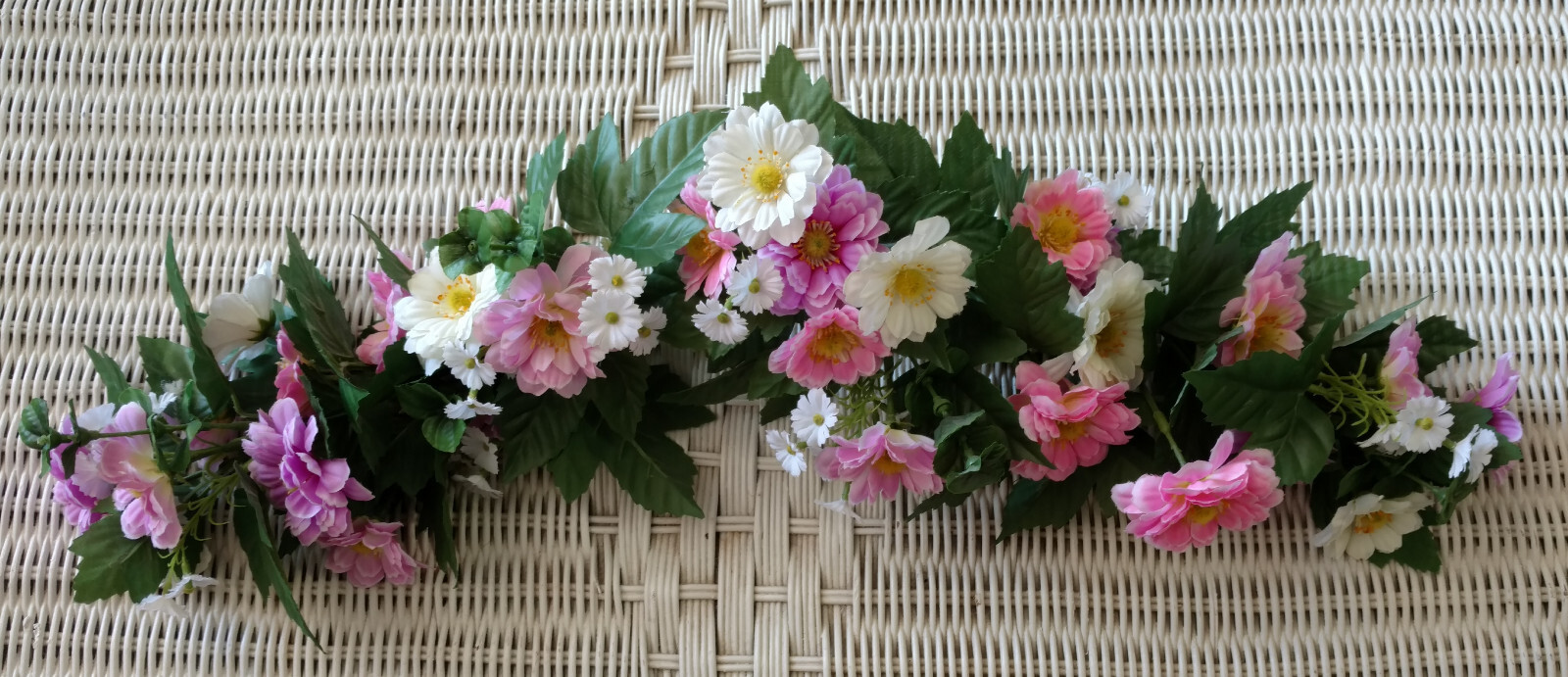 Silk Flower Garland Pink, White & Green 22 Inches