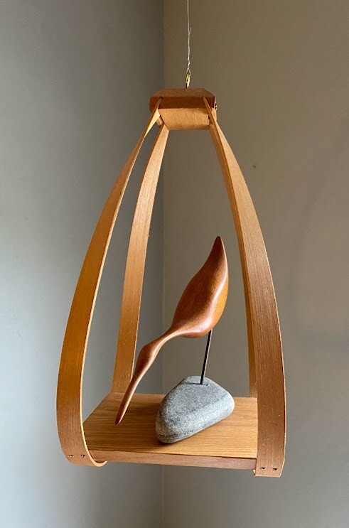 Bentwood Teardrop Hanging Wood Plant Planter Stand Shelf mcm mid century modern 