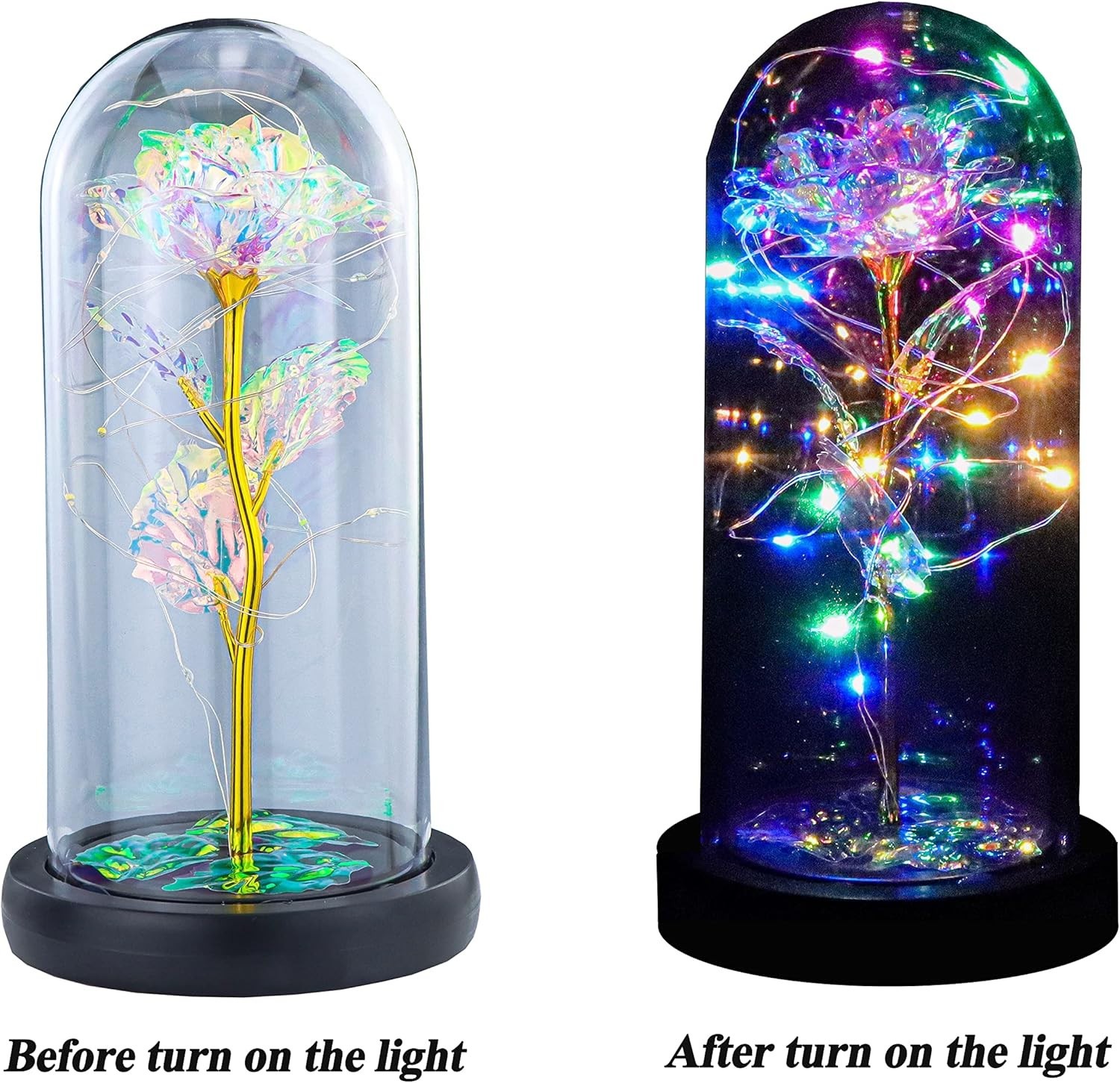 Flores De Rosas Artificiales Galaxy Rose Siempre Encantada Con Luz Led Colorida