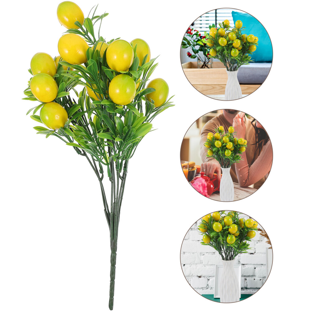 2pcs Fake Lemon Branches Artificial Fruit Branch Lemon Tree Stem Home Decor Gift