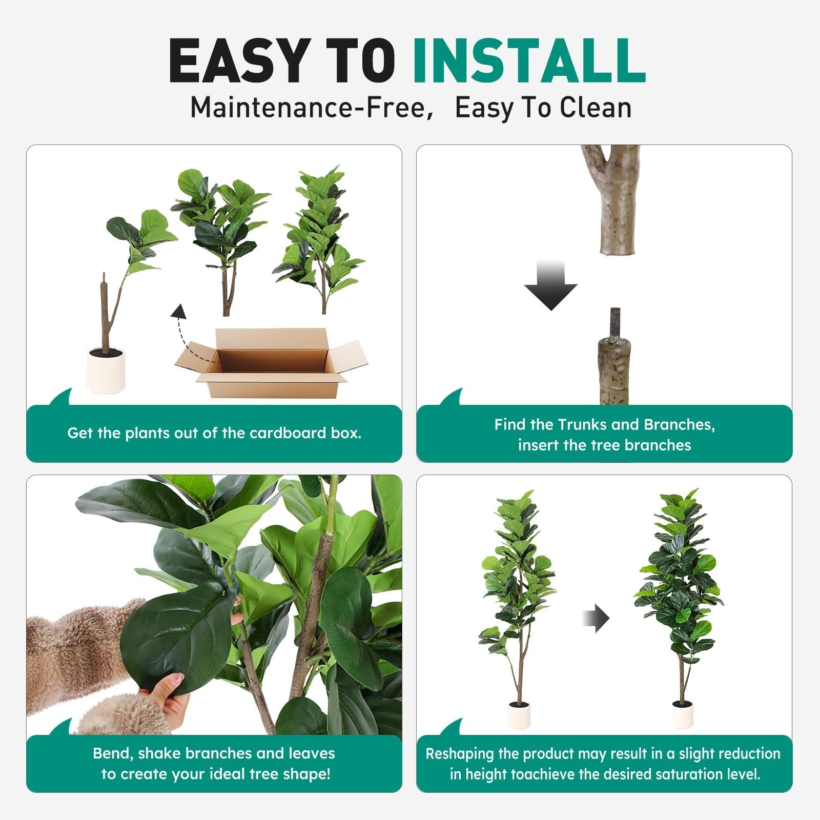 6FT Faux Fiddle Leaf Fig Tree – Realistic Artificial Plant for Home & Office Dec