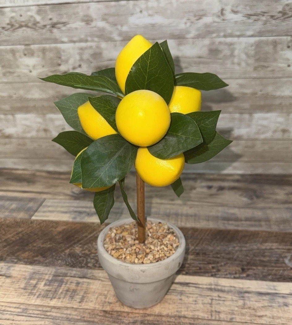 11″ Artificial Lemon Ball Topiary Tree W/Pot
