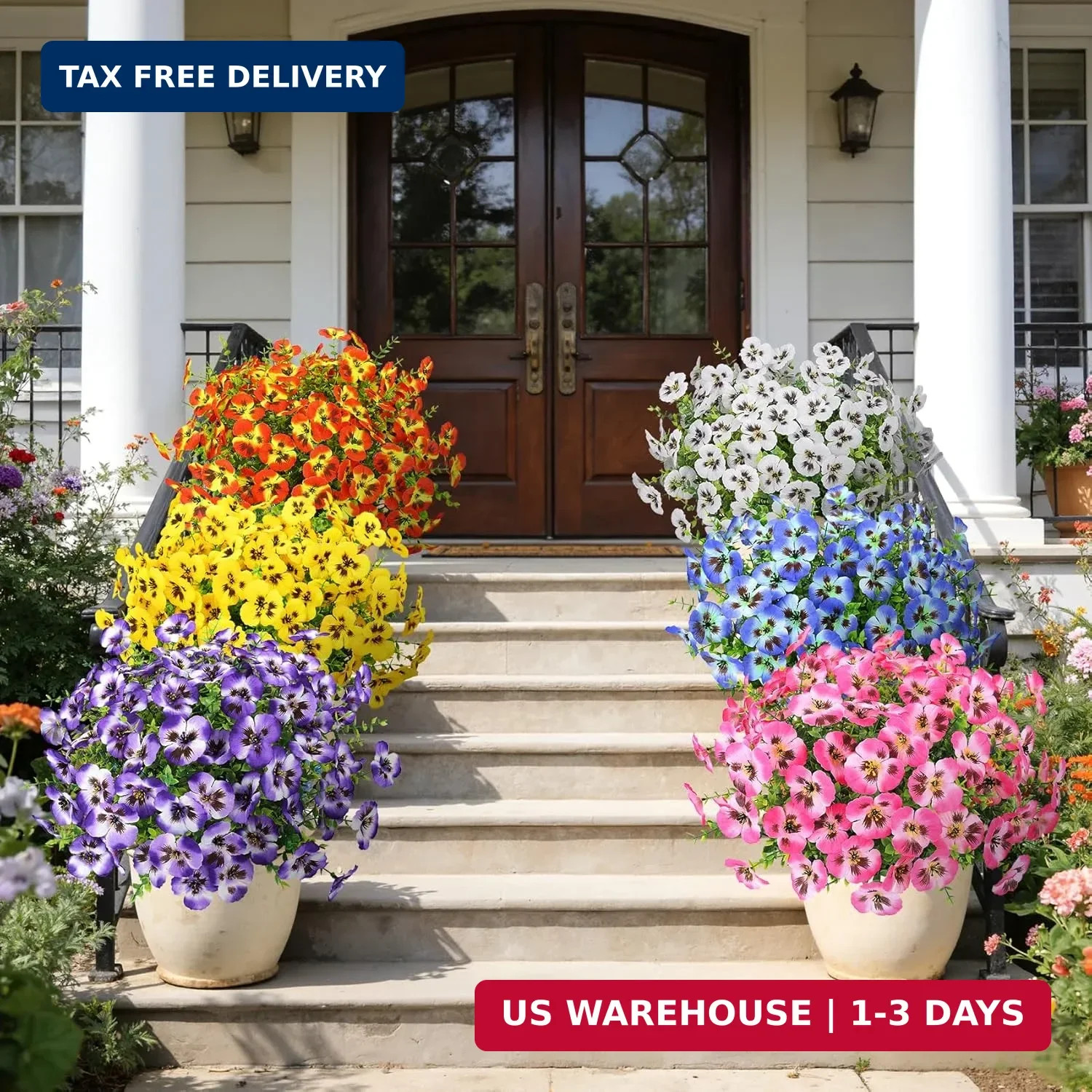Ouddy Decor 20 Bundles Artificial Pansy Flowers for Outdoors, Fake Silk Flowers
