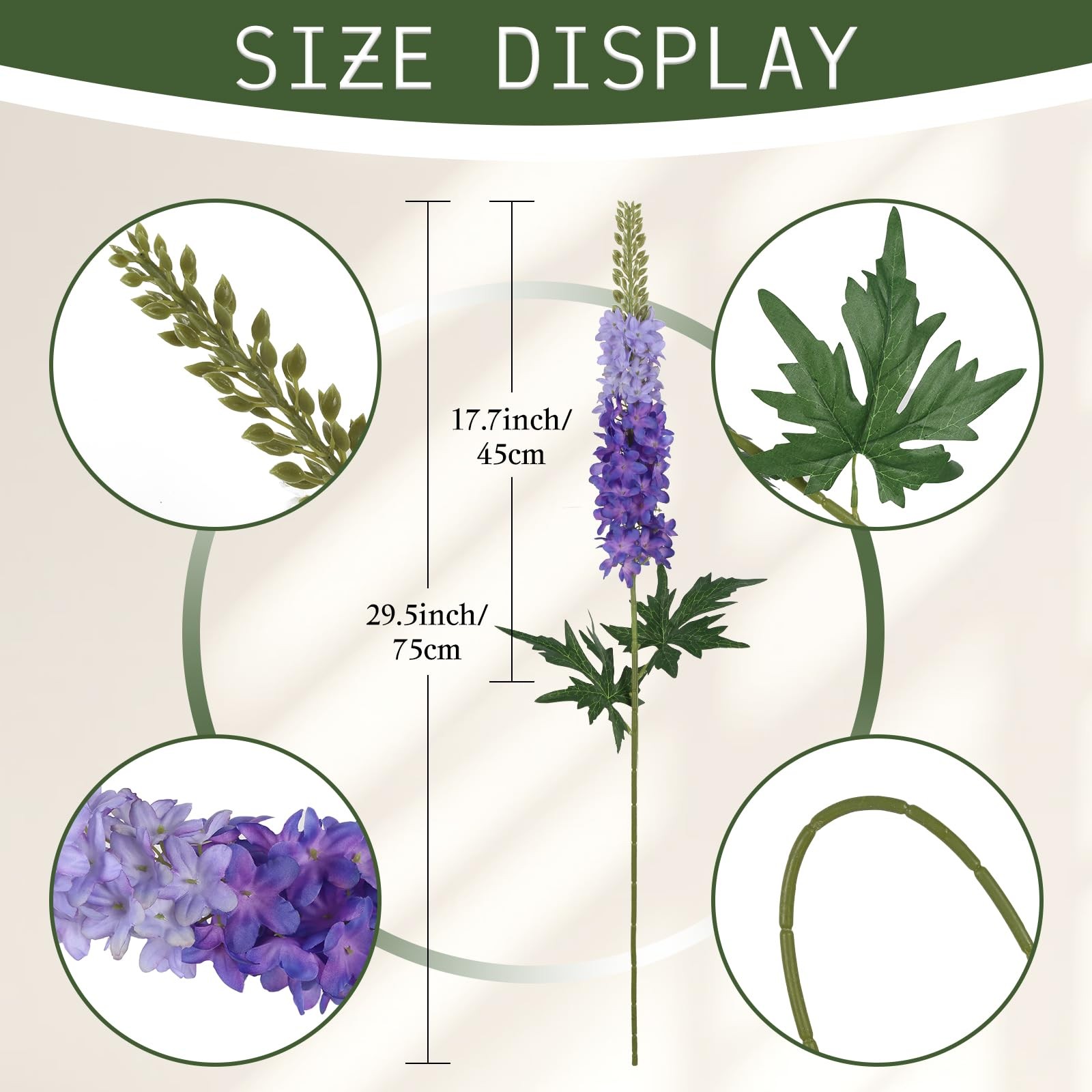 6PCS Delphinium Artificial Silk Flowers 29.5″ Purple Fake Flowers Long Stem F…