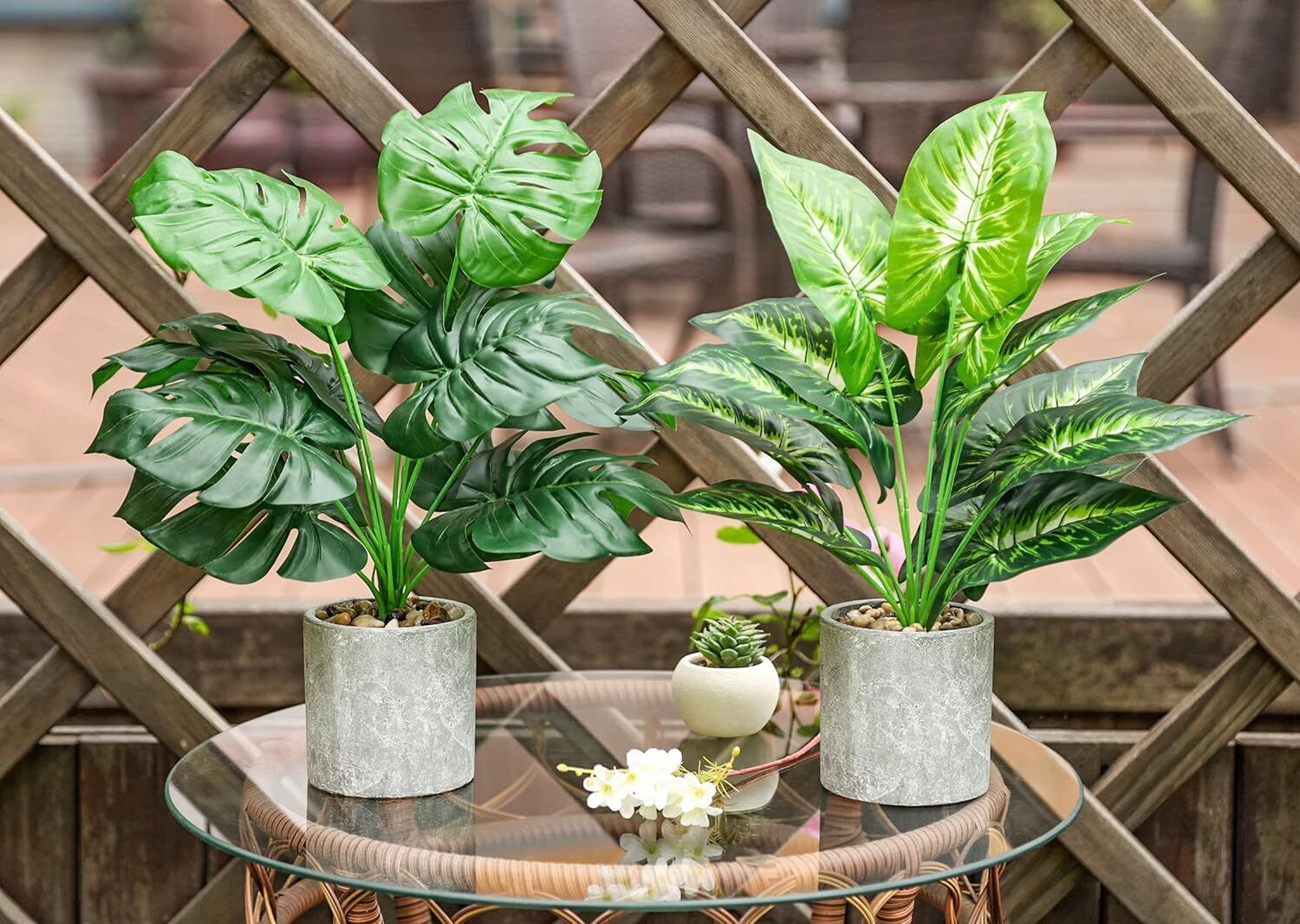 2 Pack 16 Inch Green Artificial Tropical Plants Indoor Decor Fake House Plants