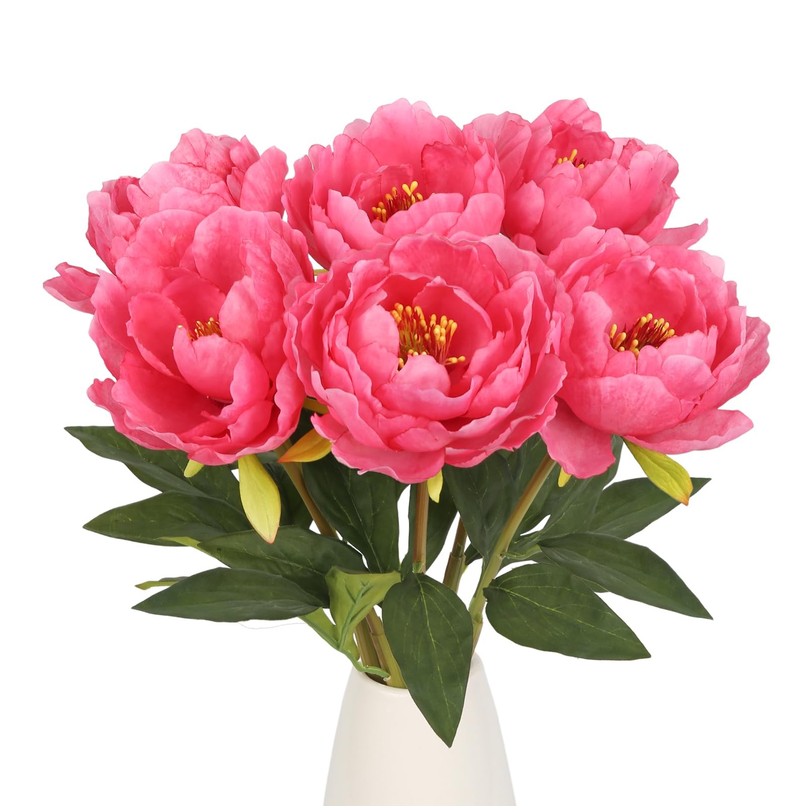 6 PCS Artificial Silk Faux Peonies Flowers Wedding Centerpieces Hot Pink