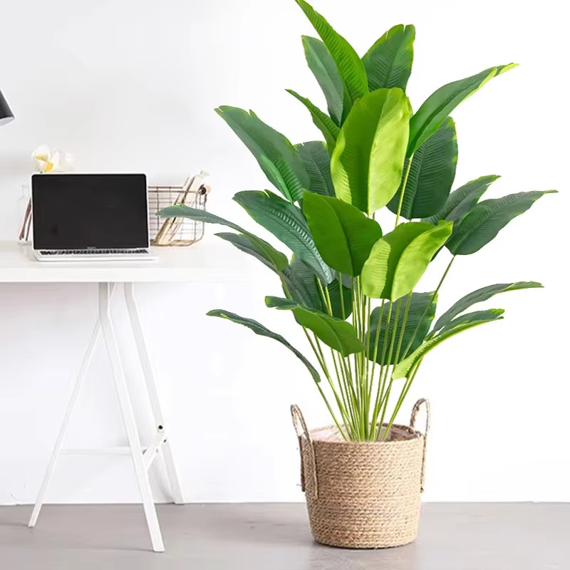 1Pc Artificial Plants Large Tropical Palm Tree Fake Banana Plants Leaves Real To